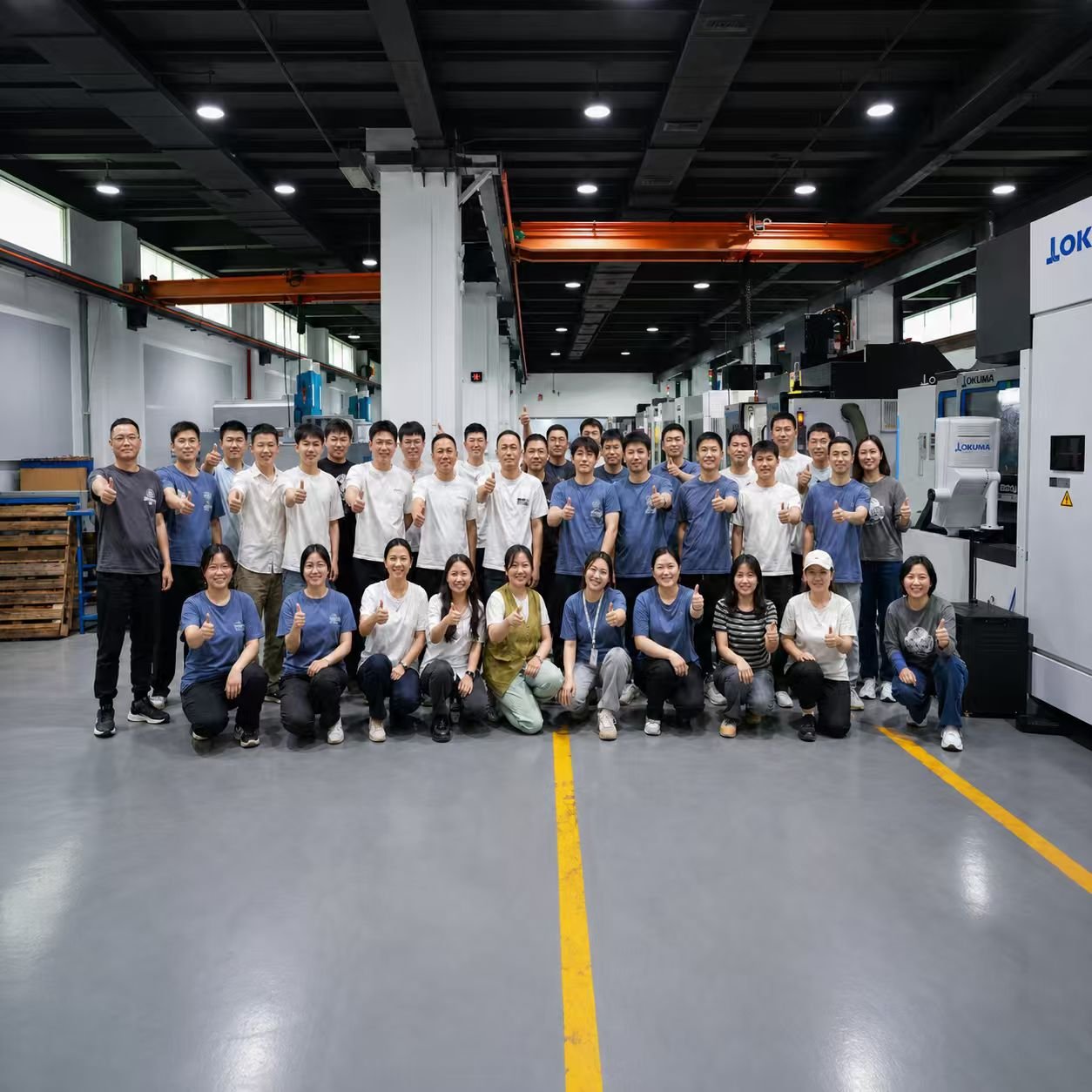 NINGJUN factory team and workers assembled on the production floor
